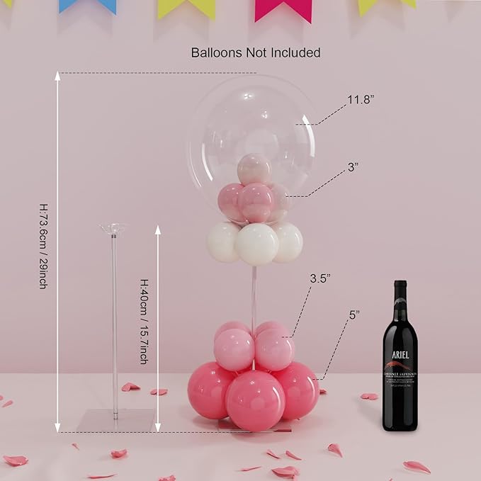 YALLOVE Clear Acrylic Tabletop Balloon Stand Kit, 15.75 Inch 10 pack Ballon Stick Holder with Base for Centerpiece Party Decoration (Balloons Not Included)