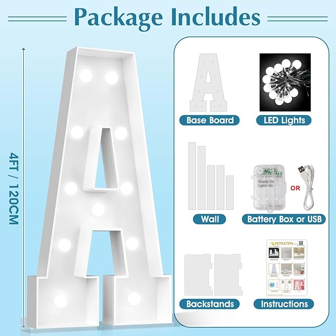 Ledido 4FT Marquee Light Up Letters, Cool White Light Up Letters Large Marquee Letter for Party Decorations, Mosaic Letter F for Balloons, Wedding Birthday Graduation Decor