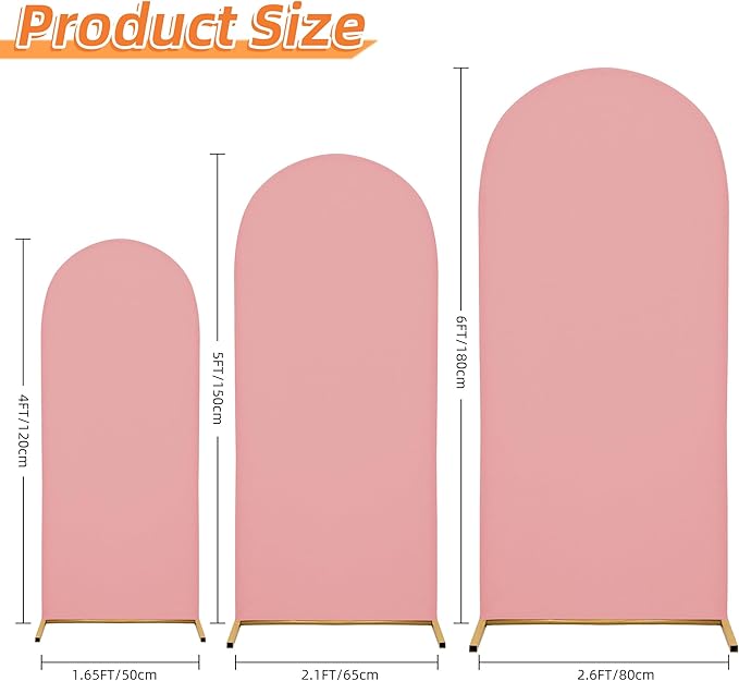 Title: SUKAIKEQA Small Arch Cover Trio – 6FT, 5FT & 4FT Stretch Backdrop Set for Intimate Events, Baby Showers & Photo Nooks – Mini Arch Decor Bundle