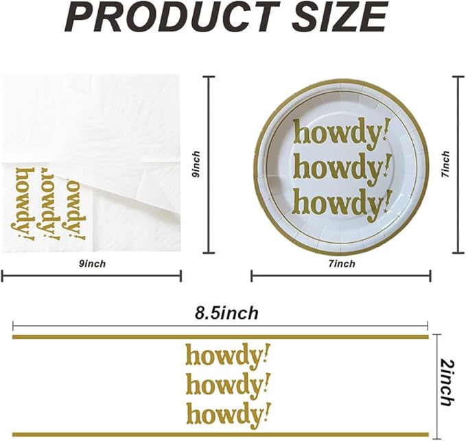 SharkBliss Howdy Party Supplies 480 PCS – Paper Cocktail Napkins Party Cups Water Bottle Labels Toothpick Flags Drinking Straws Gift Tags Forks Plates for Western Cowgirl Rodeo Bachelor Bridal Shower