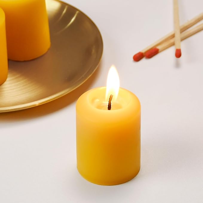 Beeswax Votive Candles-20 Pack Natural Small Votives Set for Home Room Decor Party Wedding Spa Gift