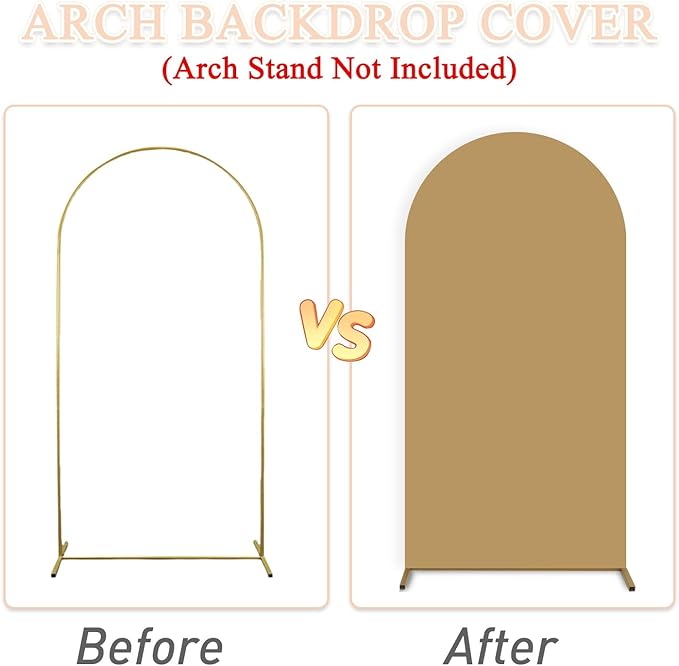 Spandex Arch Backdrop Cover Brown Arch Cover Set of 3 (7.2FT, 6.6FT, 6FT) Wedding Arches Frame Covers Stretchy Backdrop Fabric Chiara Arched Covers for Baby Shower Gender Reveal Birthday Party Decor