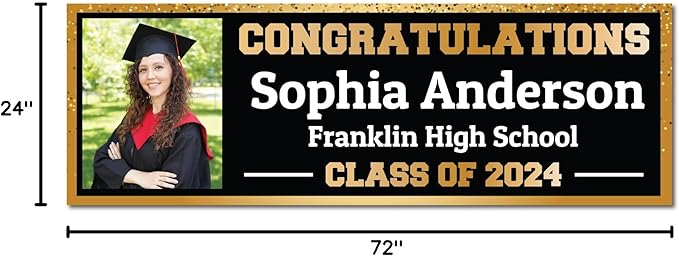 Personalized Graduation Photo Banner - Class of 2024 Custom Photo and Name - Milweb1 (2'x6')