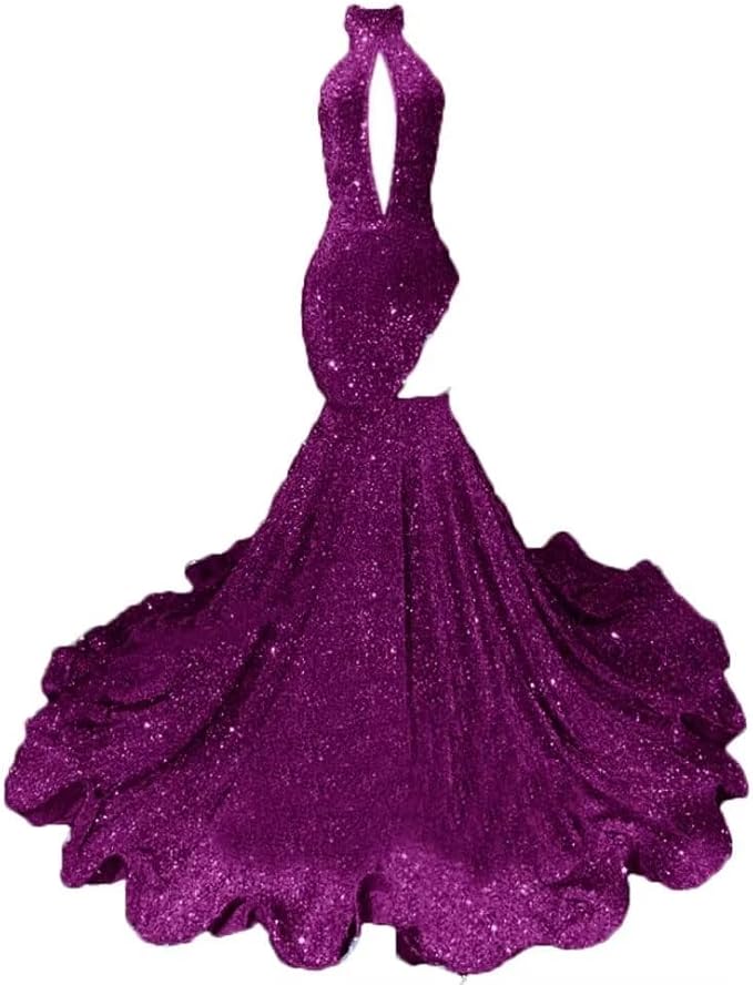 Sexy High Neck Mermaid Evening Long Dress Sequins Sleeveless Celebrity Pageant Dress Cocktail Party Gowns