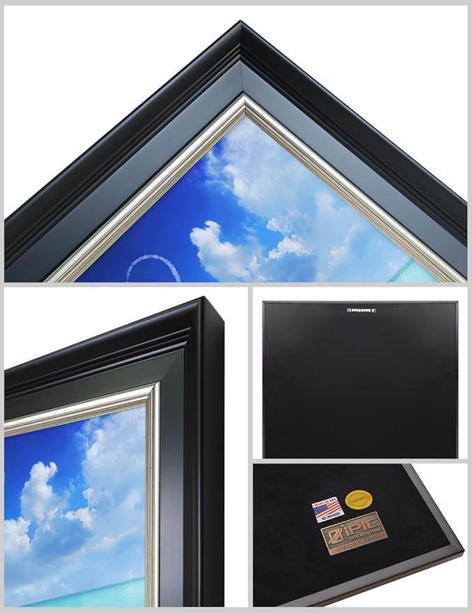 IPIC - Seaside Skywriting Personalized Framed Wall Art with Names and Date on, Giclee Prints with Solid Wood Frame, Customized Gift and Memorial Gifts for Wedding Anniversary.