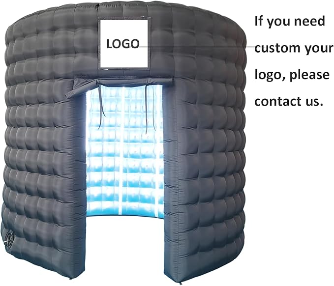SAYOK 10ft Diameter Round Inflatable LED 360 Photo Booth Enclosure with LED Lights & Blower, 360 Photo Booth Backdrop for Wedding, Party, Birthday, Exhibition