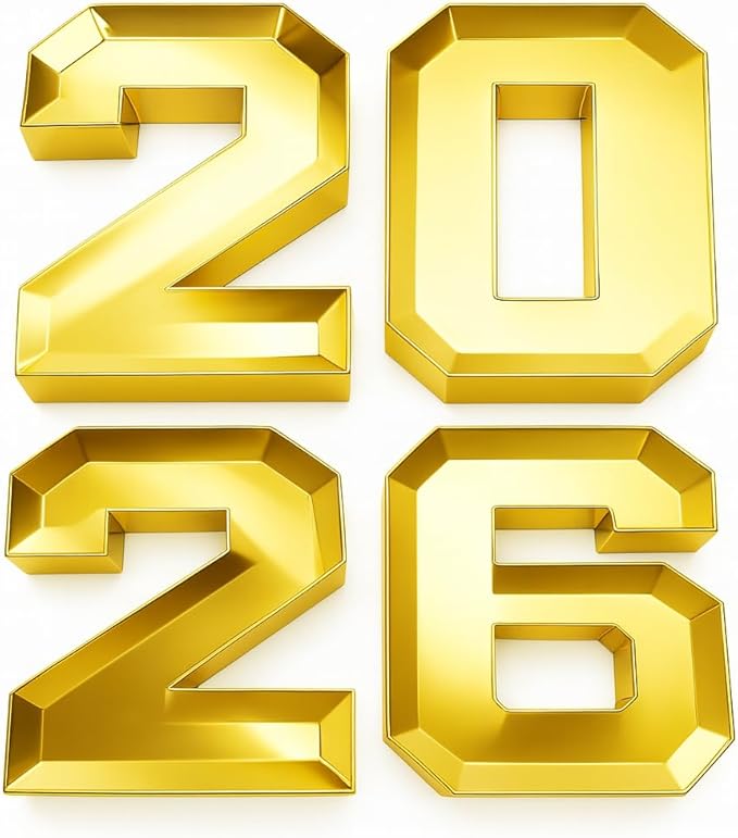 2026 Number Charcuterie Board Set – 4 Fillable Food Trays for Graduation Party, Birthday and Christmas – Gold Cupcake Holder for Snacks – New Years Serving Tray – Tabletop Christmas Decor