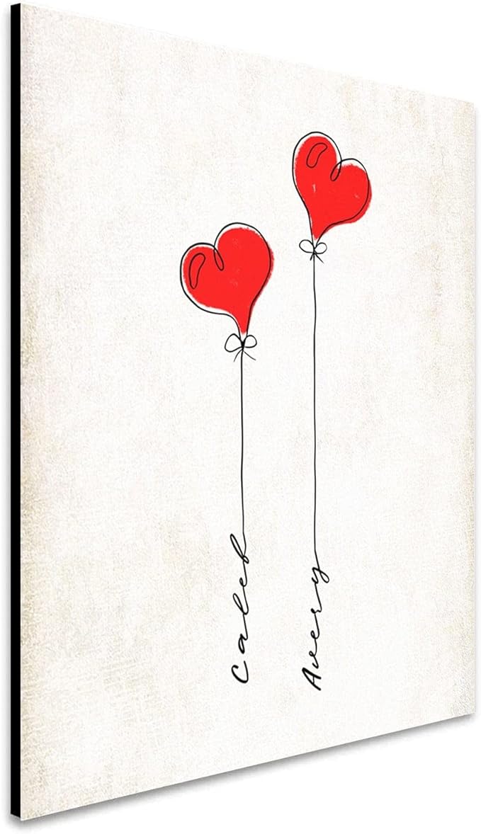 Heart Balloons - Personalized Banksy style Valentine's Day, Wedding, Anniversary (16"x20" Block Mount)
