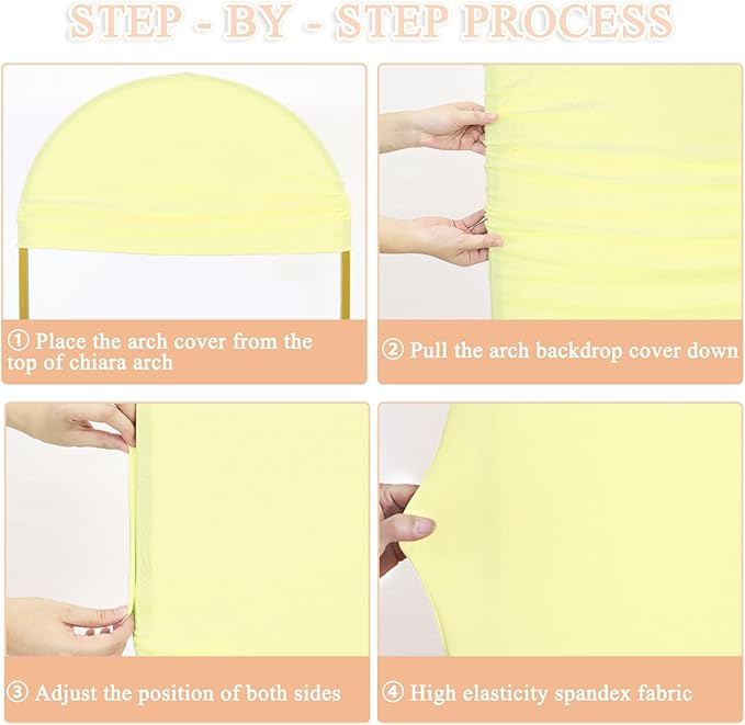 Spandex Arch Cover Set of 3 Yellow Wedding Arch Frame Covers 4ft 5ft 6ft Chiara Arch Backdrop Stand Cover Balloon Arch Covers Round Top Arch Panels Backdrop for Gender Reveal Arch Decorations
