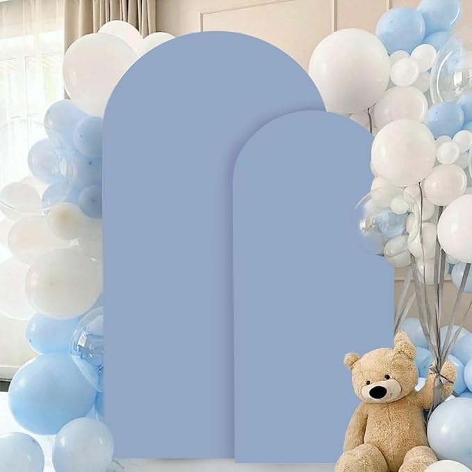 Wedding Arch Cover Set of 2 Dusty Blue Wedding Arch Cover 6FT 7.2FT Spandex Arch Cover Set for Birthday Party Boho Balloon Arch Stand Covers Set for Reception Party Metal Stand Decorations