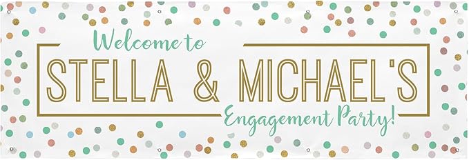 Let's Make Memories Personalized Banner - Party Decorations - Wedding, Anniversary, Engagement - Customized Banner - Celebration - Any Text - Indoor/Outdoor Vinyl - Pastel - 8 ft