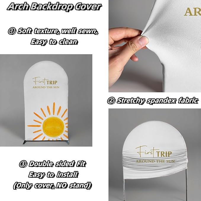 Here Comes The Son Arch Backdrop Cover First Trip Around The Sun Baby Shower Decorations Arch Spandex Cover Groovy Sunshine Birthday Party Fiesta (7.2x4ft Cover,30)