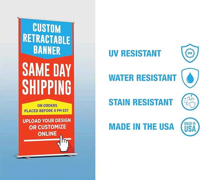 Custom Retractable Banner with Aluminum Frame - Portable, Durable & Easy Setup - For Events, Promotion & Advertising (Silver Stand, 60"x81")