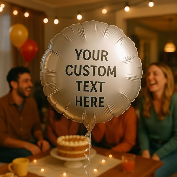 Custom Foil Balloon – 20 Pcs 18 Inch Star, Heart or Round Shape Foil Balloon – Double-Sided Printed Personalisation with Text, Image or Logo (round)
