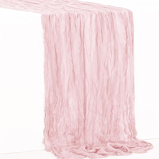 10 Pack Dusty Pink Cheesecloth Table Runner 35x120 Inch 10Ft Rustic Gauze Cheese Cloth Table Runner Sheer Cheesecloth Table Runners for Wedding Party Bridal Shower Decoration
