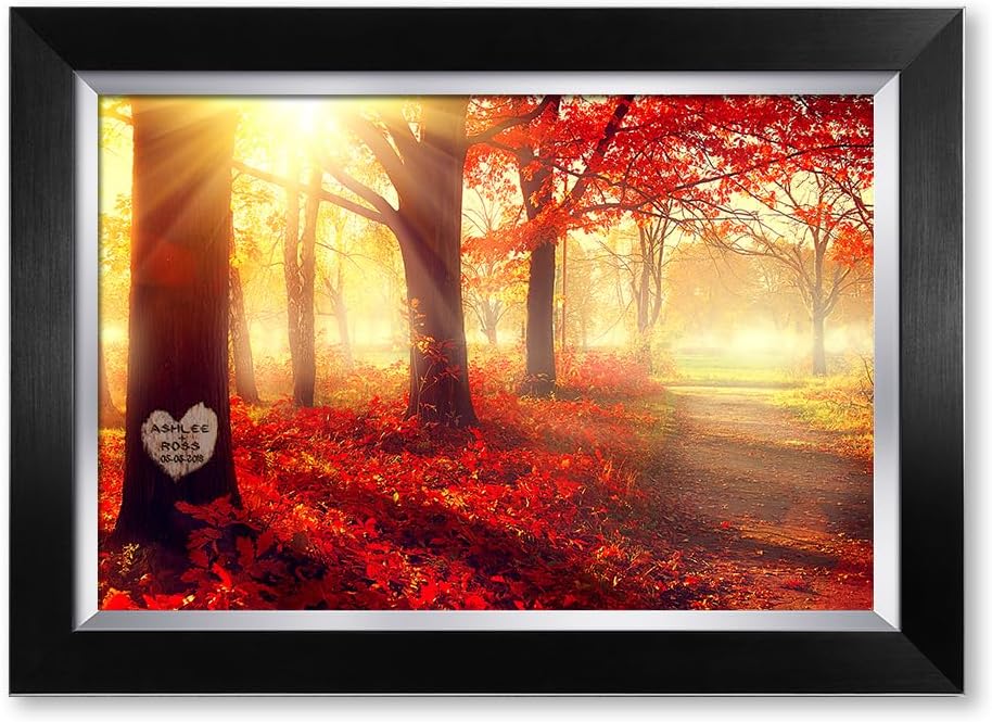 IPIC - You Are My Sunshine, Personalized Artwork with Names and Date on for Home Decor, Customized Gift for Anniversary,Wedding,Birthday and Holidays. Picture size: 18x12, Framed Size: 21x15