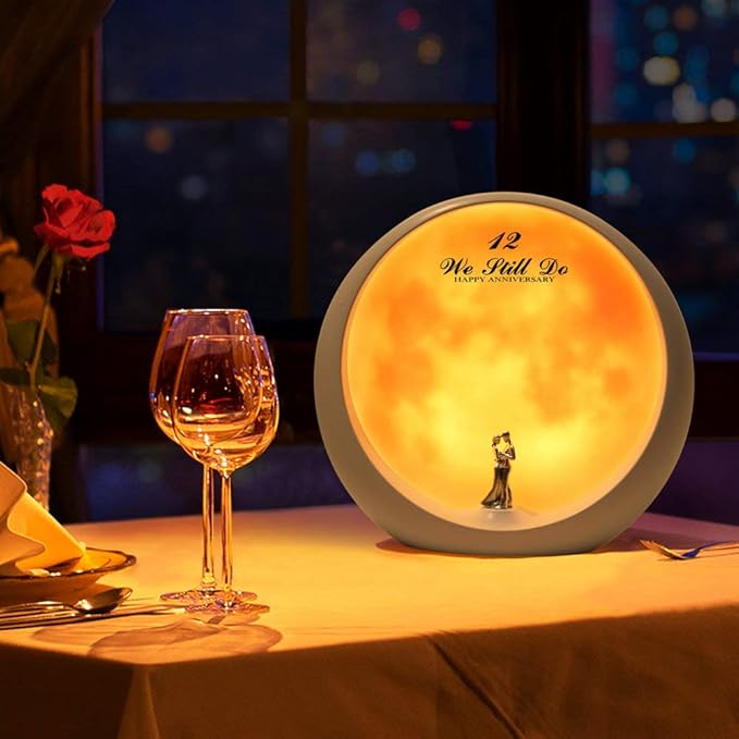 mamre Moon Mood Lamp Unique Anniversary Marriage Valentines Day Gift Ideas Art Decoration, White Holy Wedding Under Full Moon