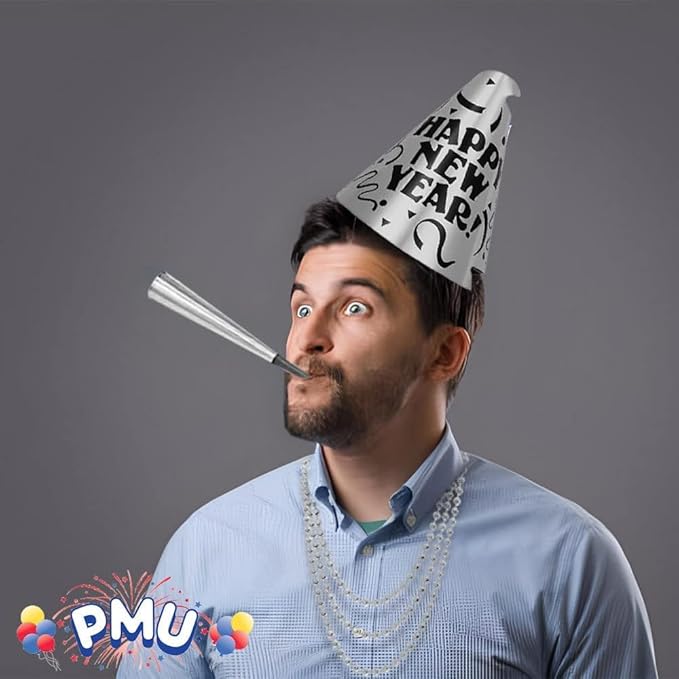 PMU New Year’s Eve Party Supplies Silver Bonanza Party Assortment for 100 People (100/Pkg) Pkg/1