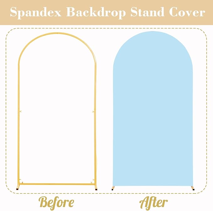 Red Yellow Blue Arch Backdrop Cover 3 Set-8FT, 7.2FT, 6.6FT, Spandex Fitted Wedding Arch Stand Covers for Baby Shower Birthday Party Wedding Photo Balloon Arch Stand Background Decorations