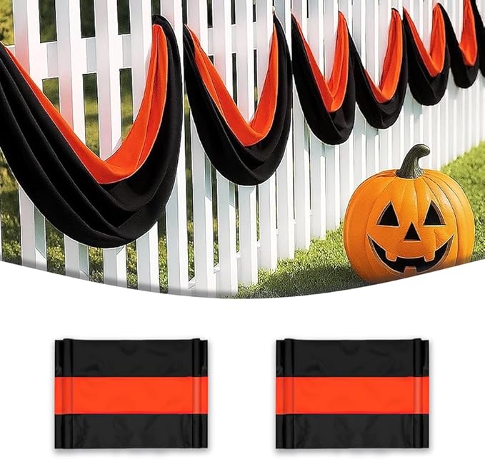 2Pack Halloween Bunting Flags 2 x 20Ft Trick or Treat Bunting Banner Decor Halloween Spooky Ghost Day Outside Fence Outdoor Porch Graden 3 Stripe Orange & Black Bunting Halloween Party Decoration