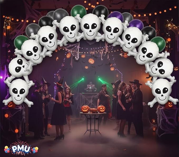 PMU 25 Pc Halloween Happy Skull 32 Inch Jumbo Mylar-Foil Balloon