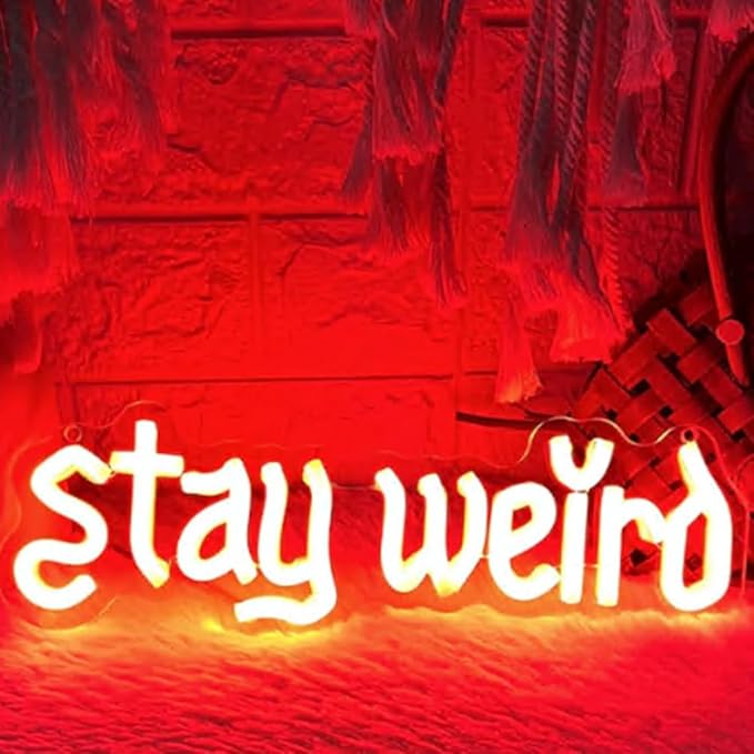 Stay Weird Neon Sign, Custom Gothic Room LED Neon Light, Vintage Font Wall Art, Gothic Halloween Humor Gothic Sign, Dark Art Wall Décor USB Size:24in