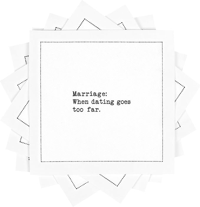 Five Star Funny Marriage Quotes | White Cotton Cocktail Napkins | 50 Luxury Disposable Beverage Napkins with Witty Bar Quotes | Drink Napkins for Parties, Bars, Weddings & Game Nights