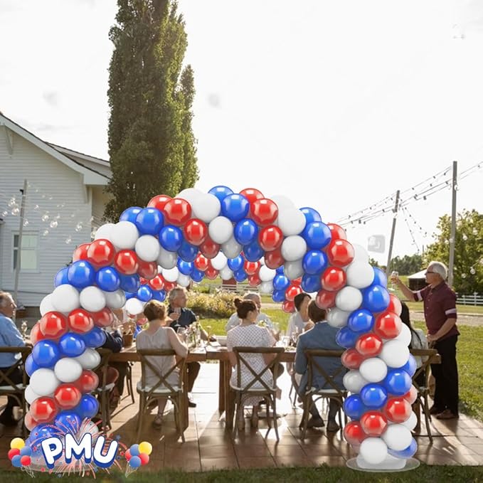 PMU DIY Professional Balloon Arch Deluxe Kit (Patriotic Red, White and Blue) Balloon Garland for Party Decoration, Decoration Kit for Birthday Party, Wedding, Graduation, Baby Shower(41693-61646)Pkg/1