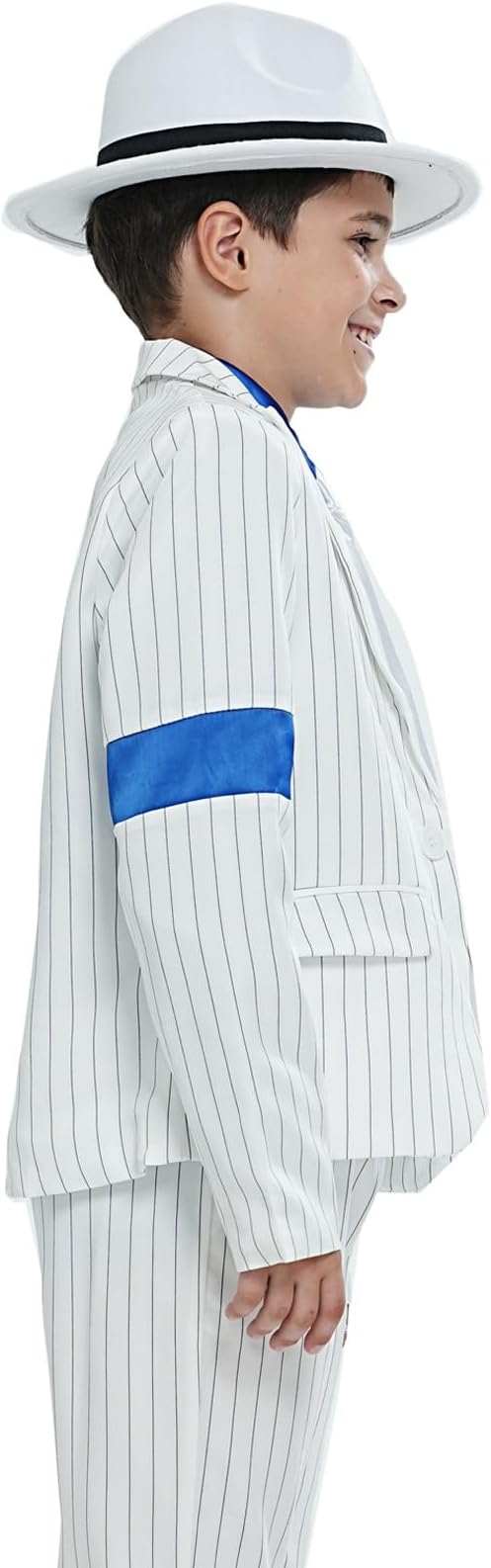 Boys White Striped Blue Armband Suit Birthday Halloween Party Cosplay Costumes for Kids