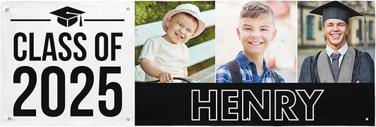 Let's Make Memories Personalized Graduation Banner - Graduation Party Decorations - Customized Congratulations Banner - Class of 2025 - Indoor/Outdoor Vinyl - Way to Grow - Black - 8 ft.