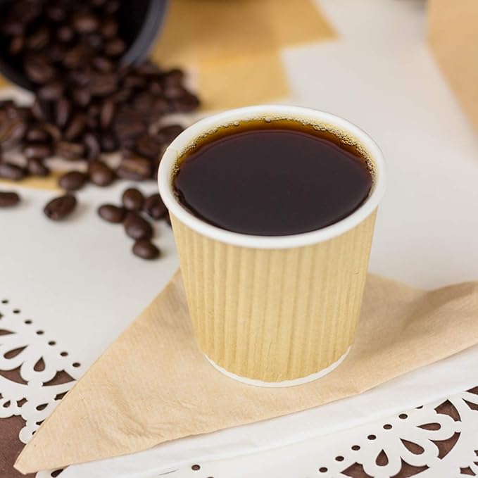 Karat Coffee Hot Cups 4oz [1,000 ct] Kraft Small Ripple Disposable Paper Cups, Ideal for Party, Picnic or Office (C-KRC504)