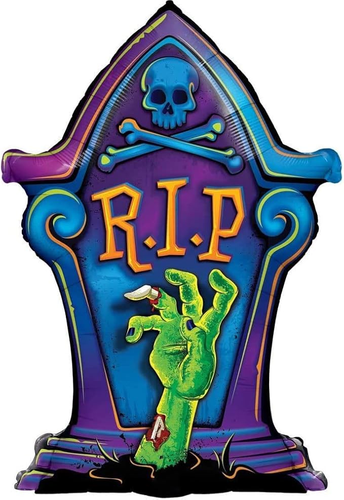 PMU 10 Pc Halloween R.I.P. Tombstone 36 Inch Jumbo Mylar-Foil Balloon
