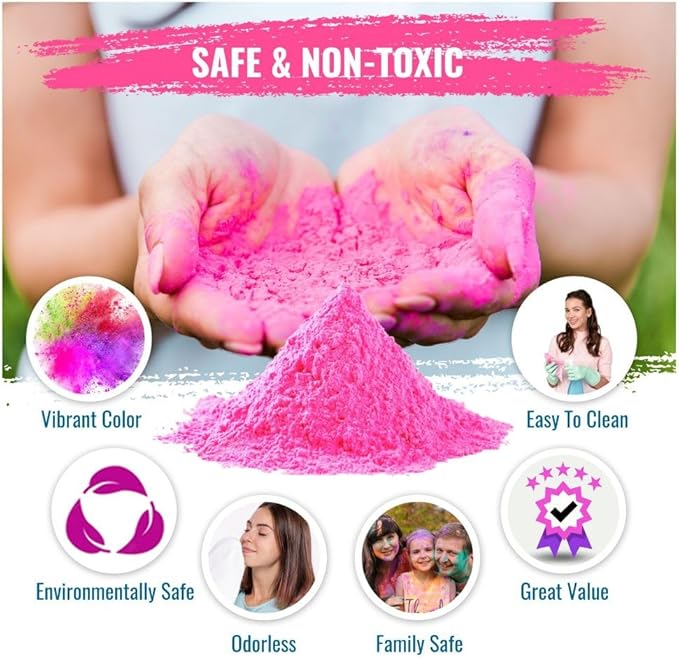 Color Blaze Baby Gender Reveal Color Powder - 10lbs of Pink Colored Powder - For Girl - Use in Color Blasters, Car Burnout, Exhaust, Toss, Photoshoot & Party - Pack of 2 Bags of 5lbs Each - Pink