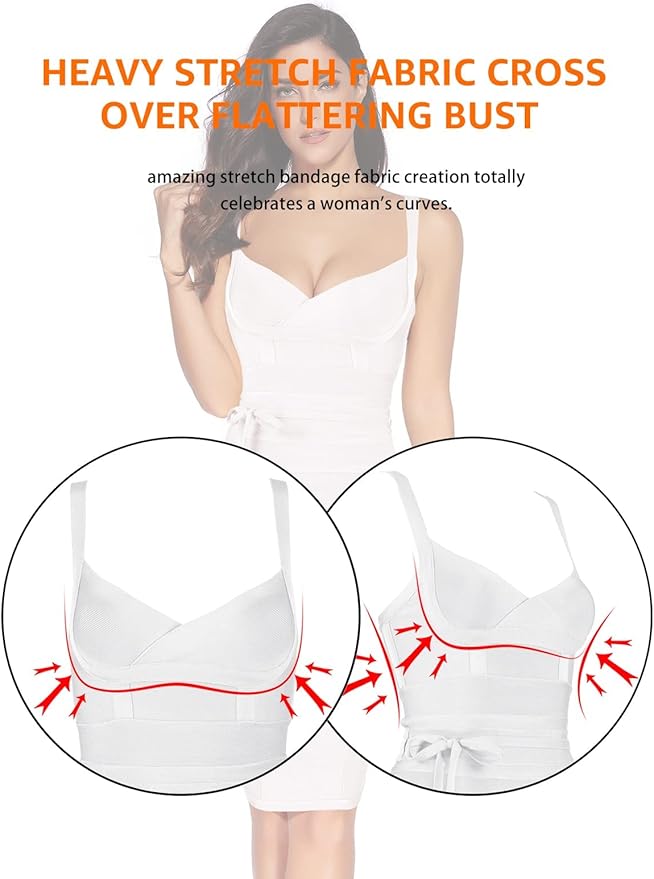 meilun Womens Rayon Belt Detail Bandage Bodycon Party Dress