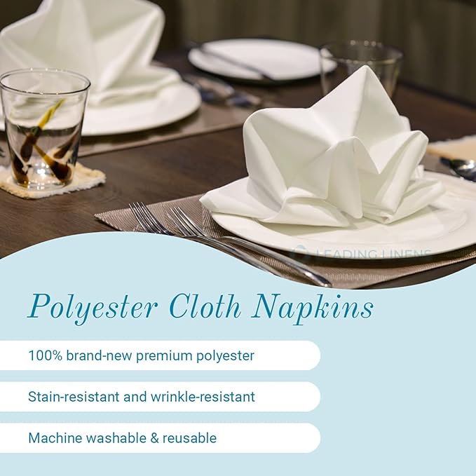 Polyester Cloth Napkins - Washable Soft Table Linens - Durable & Elegant for Dining, Restaurants, Weddings, Events, Rentals, Banquets, & Parties - Premium Quality Set of 100, Silver, 20"x20"