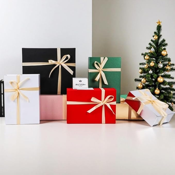 UoeRing 3 Pack Extra Large Black Gift Box 17x14.5x6 inch Luxury Gift Box for Presents with Magnetic Closure Lid Collapsible,Birthday,Christmas,Contains Card, Ribbon,Tissue Paper,Shredded Paper Filler
