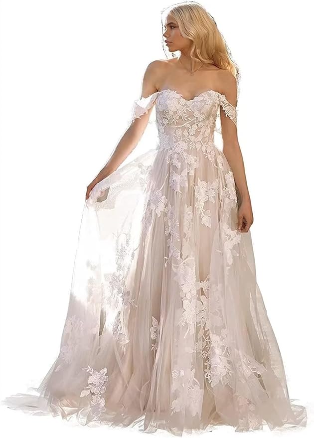 Boho Lace Wedding Dresses for Bride 2026 Tulle Long Sleeve Wedding Dress Ball Gowns Satin Mermaid Bridal Gown