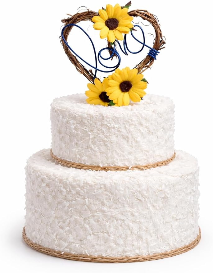 Love Sunflower Cake Topper in Rustic Style for Wedding Reception