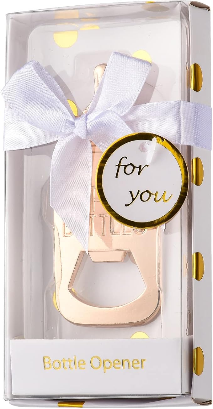 Pack of 48 Baby Shower Favors for Guest Supplies Poppin Bottle Baby Bottle Opener with Exquisite packaging for Baby Shower Wedding Favors Party Souvenirs Decorations(White Pack of 48)