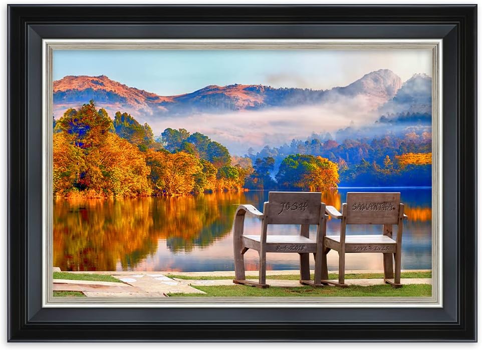 IPIC - Grow Old Together, Personalized Framed Wall Art with Names and Date on, Giclee Prints with Solid Wood Frame, Customized Gift and Memorial Gifts for Wedding Anniversary.