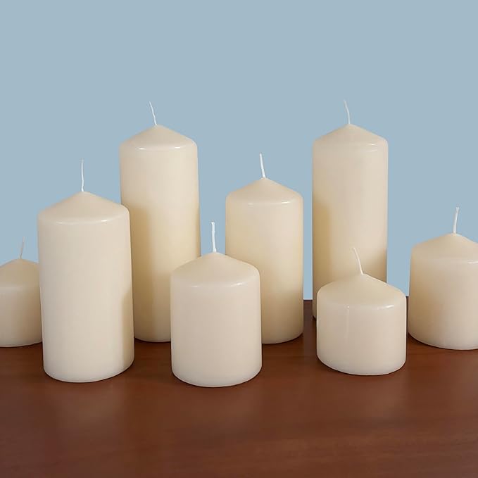 Stonebriar 80 Hour Long Burning Unscented Pillar Candles, 3x8, Ivory, 6 count