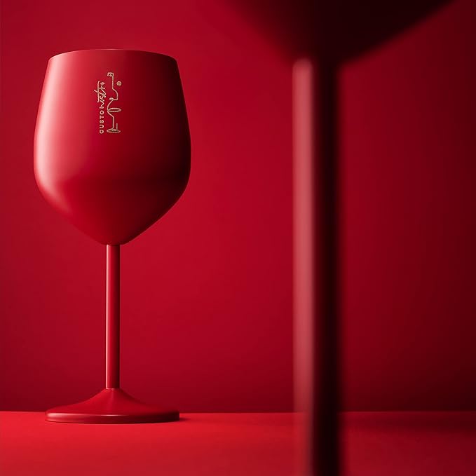 Gusto Nostro Valentine’s Day Gift Stainless Steel Wine Glass – 18 oz Red, Unbreakable Colorful Wine Glasses for Travel, Camping and Pool – Cute, Unique Metal Wine Glass for Outdoor, Picnics (Set of 4)