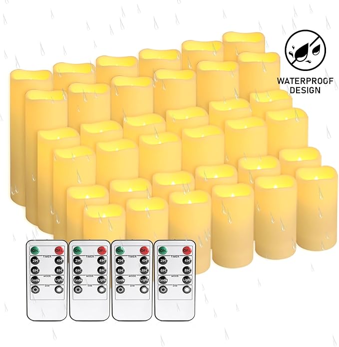 36-Pack LED Flameless Candles with Remote Control - Festival Essentials, Turn On The Light of Warm Colors, Home Decoration, Party, Romantic Date(Three Sizes).
