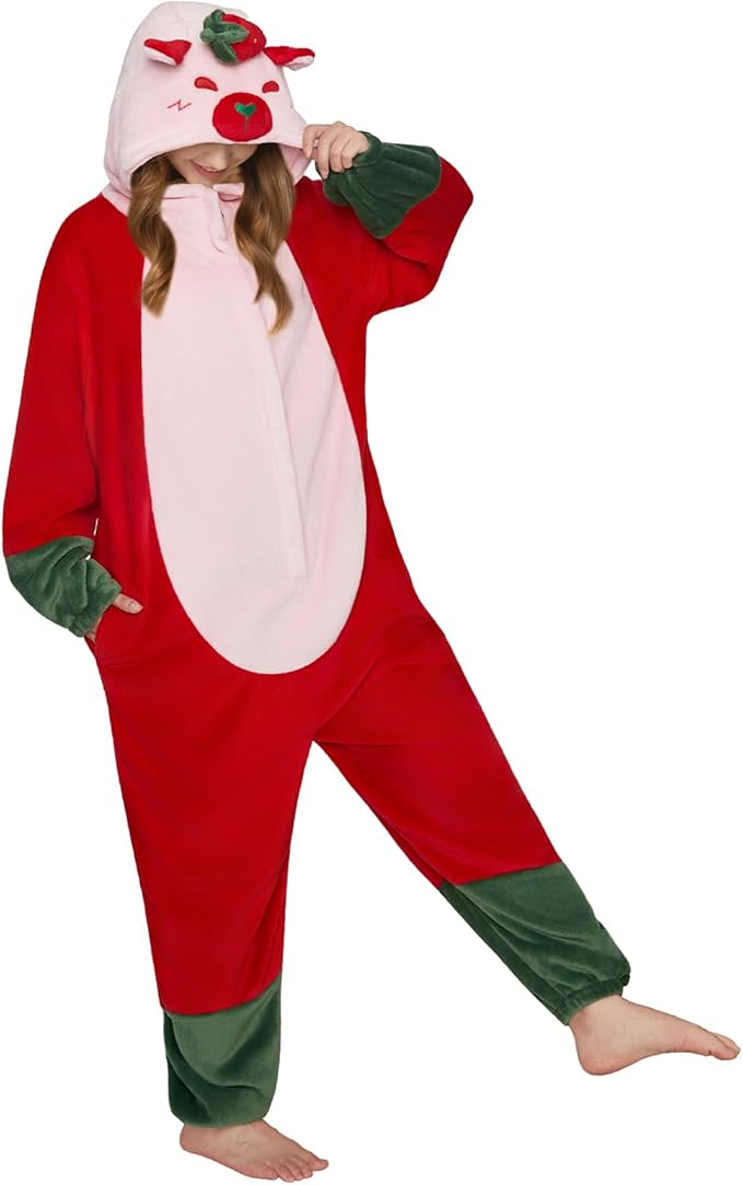 OLAOLA Adult Onesie, Flannel Unisex Animal Pajamas, Plush One Piece Sleepwear Cosplay Party Costume