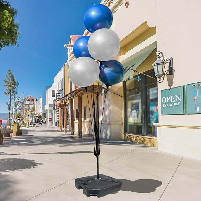 Reusable Outdoor Balloon Clusters - Helium Free, All-Weather, Durable, Plastic Balloons for Advertising, Real Estate, Grand Openings & Events (Blue and White)