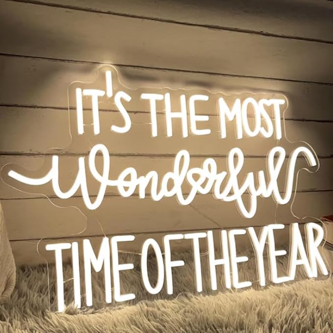 It's the Most Wonderful Time of the Year Neon Sign Merry Christmas Led Neon Light Size:20 x 13.5 inches
