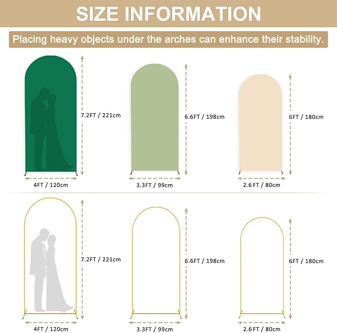 Arch Stand and Cover Set Green Spandex Fitted Arch Cover Metal Arched Stand with Arched Backdrop Covers for Wedding Birthday Party Baby Shower Decoration