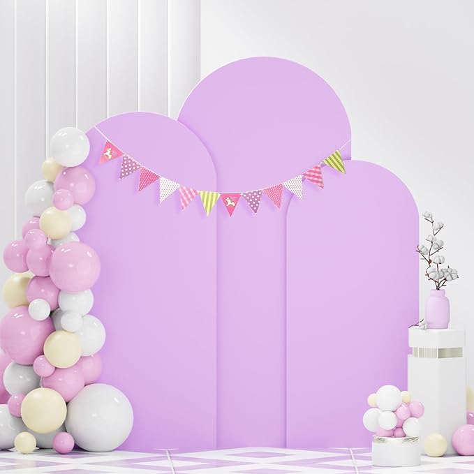Wedding Arch Cover Set of 3 Lavender Arch Backdrop Cover 4 5 6FT Double Sided Spandex Arch Stand Cover for Metal Arch Satnd arch cover backdrop fabric for Bridal Baby Shower Party Decorations