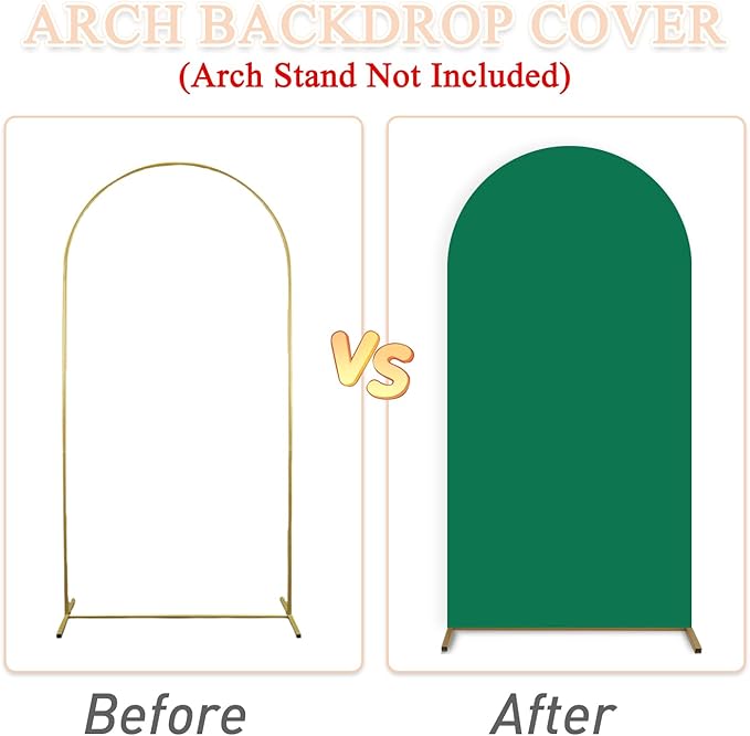Wedding Arch Cover Spandex Arch Backdrop Covers Set of 3 (7.2FT, 6.6FT, 6FT) Green Covers for Balloon Arched Backdrop Stands Cover Arched Fabric Stretchy Backdrops for Birthday Party Grad Decoration