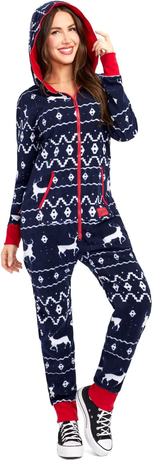Tipsy Elves Christmas Onesies for Adults - Comfy Unisex Matching Holiday Jumpsuits with Convenient Pockets